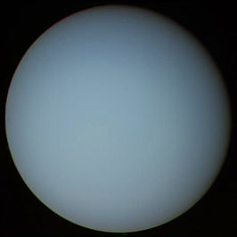 Samengestelde foto van Uranus gemaakt door Voyager 2